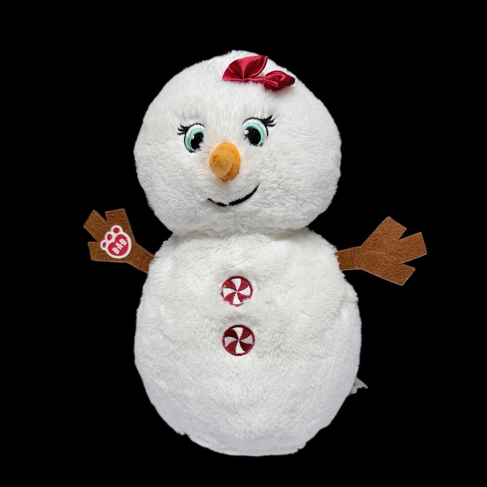 Build A Bear Snowgirl Plush 12 in White Peppermint Buttons Bow Winter Holiday